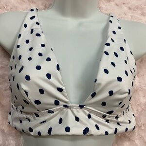 ASOS Deep Band Plunge Bikini Top in Navy Polka 🆕